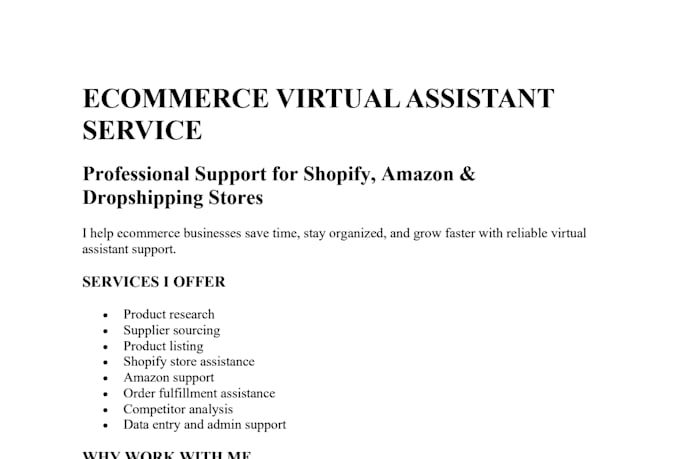 be your ecommerce virtual assistant